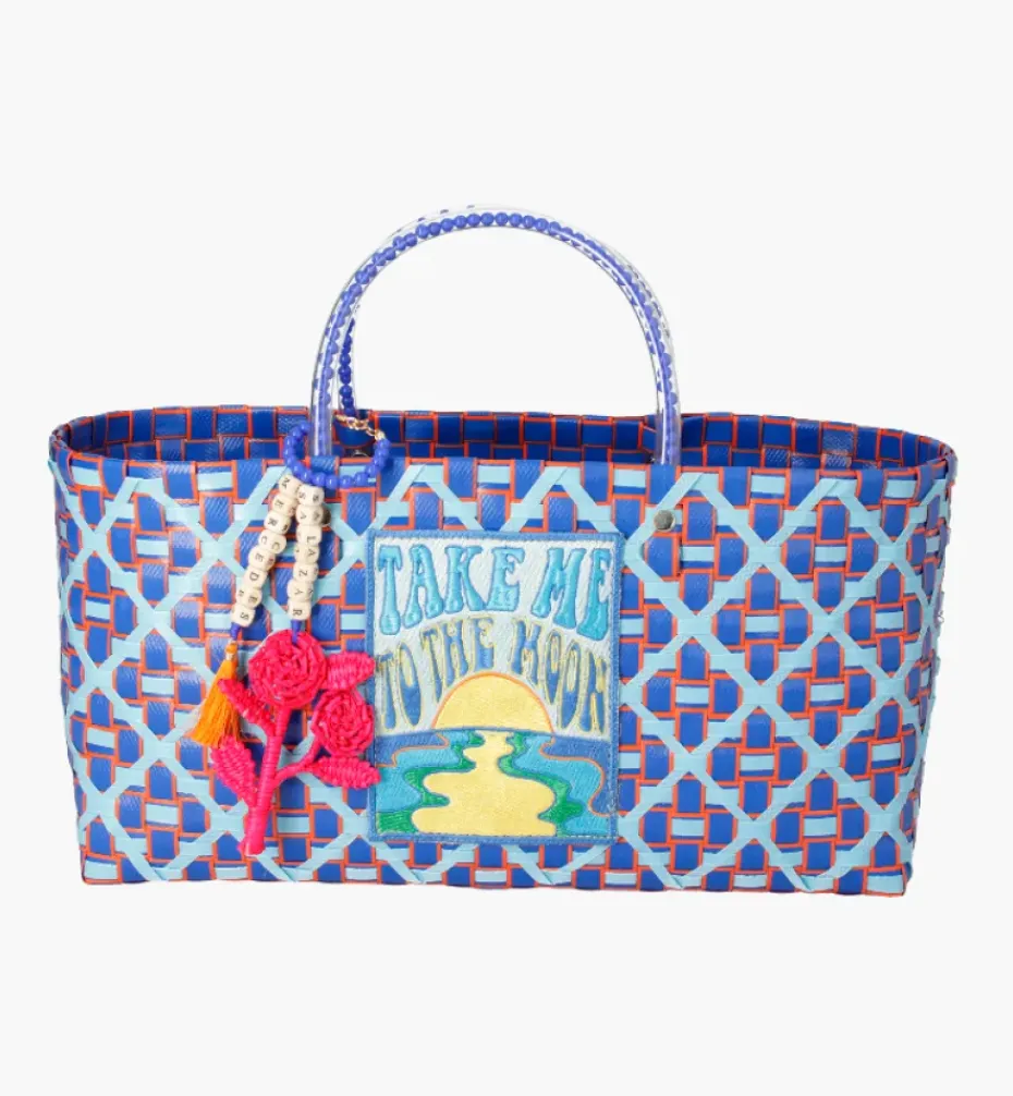 Bags*Mercedes Salazar Baguette Blue Flower Handbag