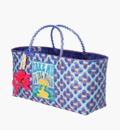Bags*Mercedes Salazar Baguette Blue Flower Handbag