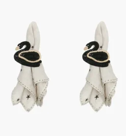 Napkin Rings|Bizatino Collection*Mercedes Salazar Black Swan Napkin Ring Set of 2