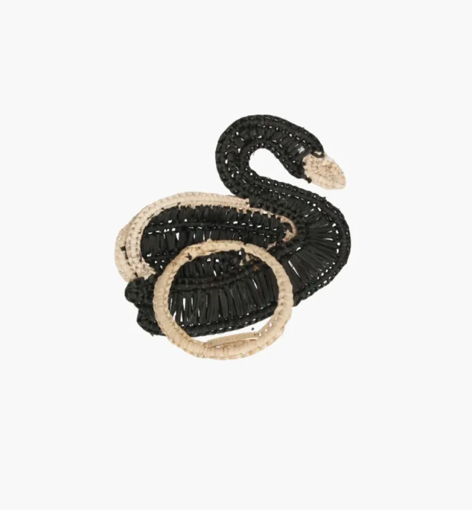 Napkin Rings|Bizatino Collection*Mercedes Salazar Black Swan Napkin Ring Set of 2