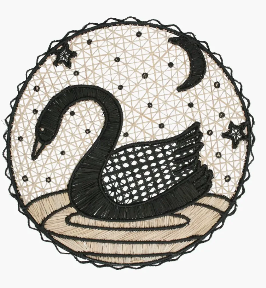 Placemats|Bizatino Collection*Mercedes Salazar Black Swan Placemats Set of 2