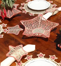 Napkin Rings*Mercedes Salazar Coral Stars Napkin Rings Set of 2