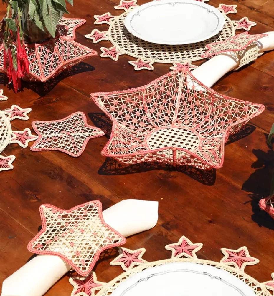 Napkin Rings*Mercedes Salazar Coral Stars Napkin Rings Set of 2