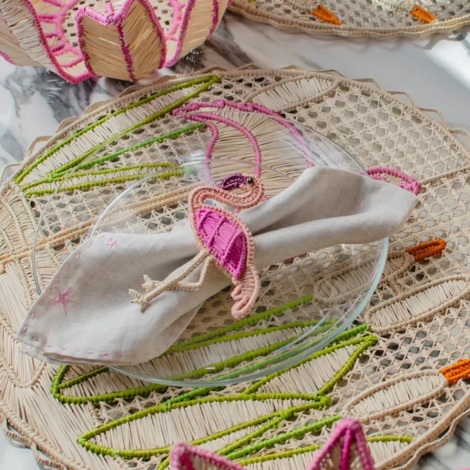 Napkin Rings|Bizatino Collection*Mercedes Salazar El Flamingo Napkin Ring Set of 2