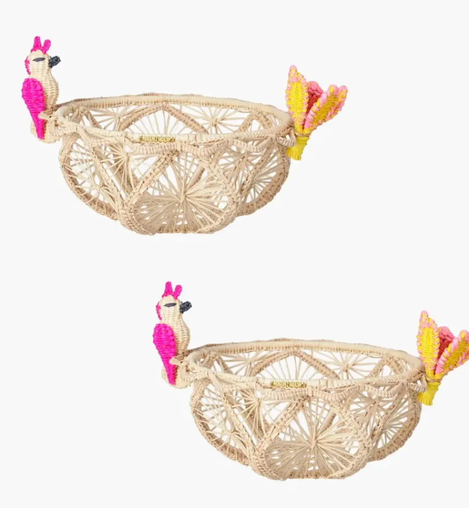 Bread Baskets*Mercedes Salazar Fantasy Bird Small Bread Baskets Set of 2
