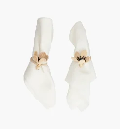 Napkin Rings*Mercedes Salazar Flower Black Napkin Ring Set of 2