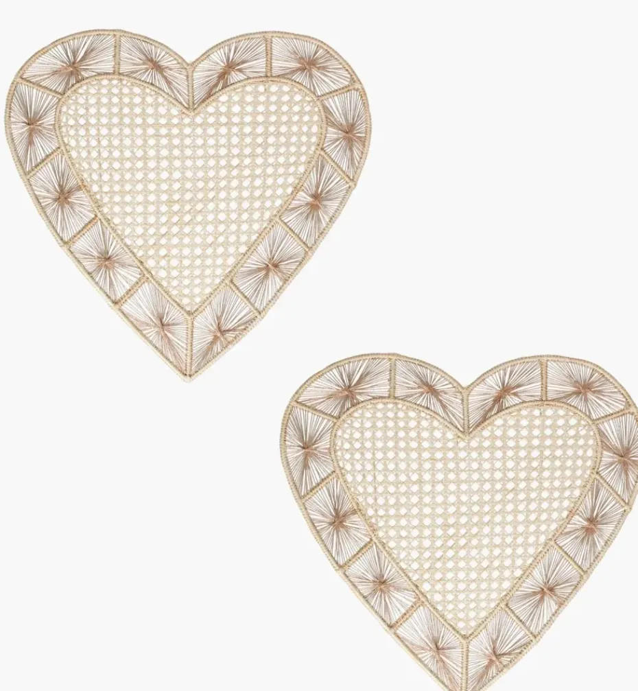 Placemats*Mercedes Salazar Golden Heart Placemats Set of 2