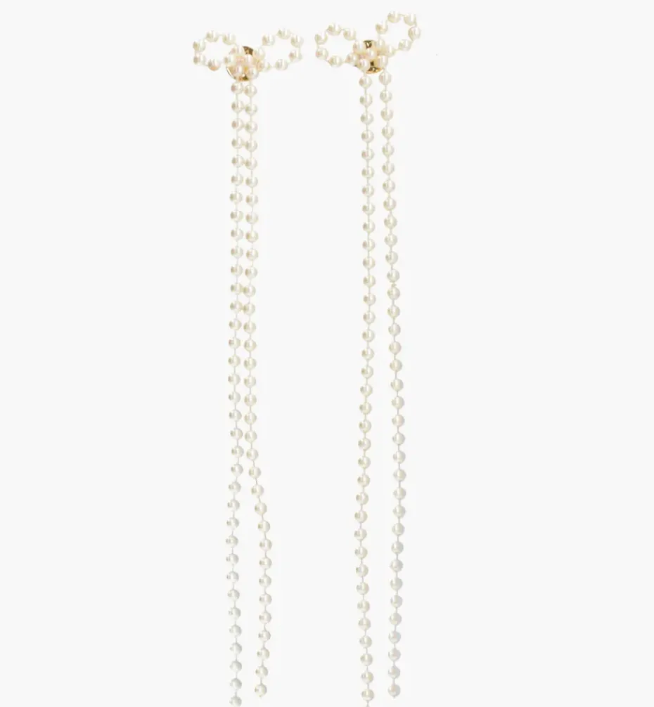 Earrings*Mercedes Salazar Long Pearl Bow Earrings