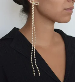 Earrings*Mercedes Salazar Long Pearl Bow Earrings