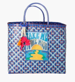 Bags*Mercedes Salazar Medium Blue Flower Handbag