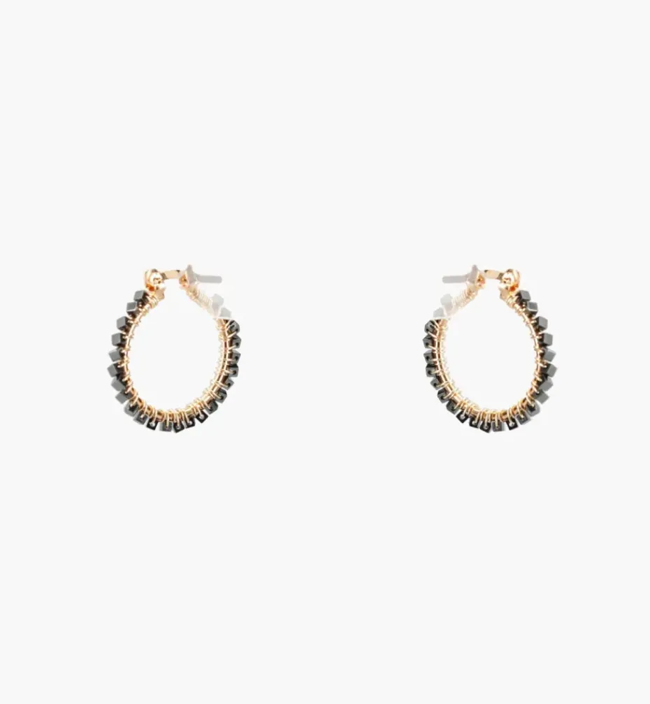 Earrings*Mercedes Salazar Metallic Black Hoops
