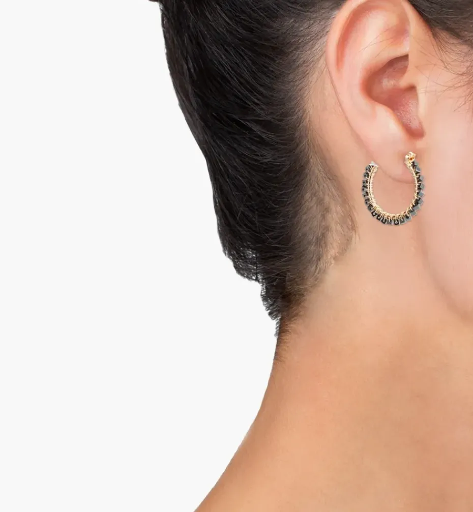Earrings*Mercedes Salazar Metallic Black Hoops