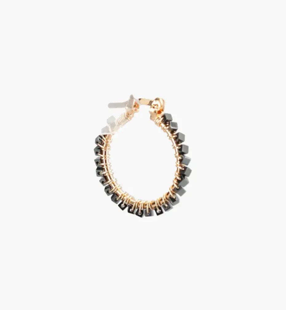 Earrings*Mercedes Salazar Metallic Black Hoops