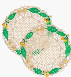 Placemats*Mercedes Salazar Orange Garden Placemat Set of 2