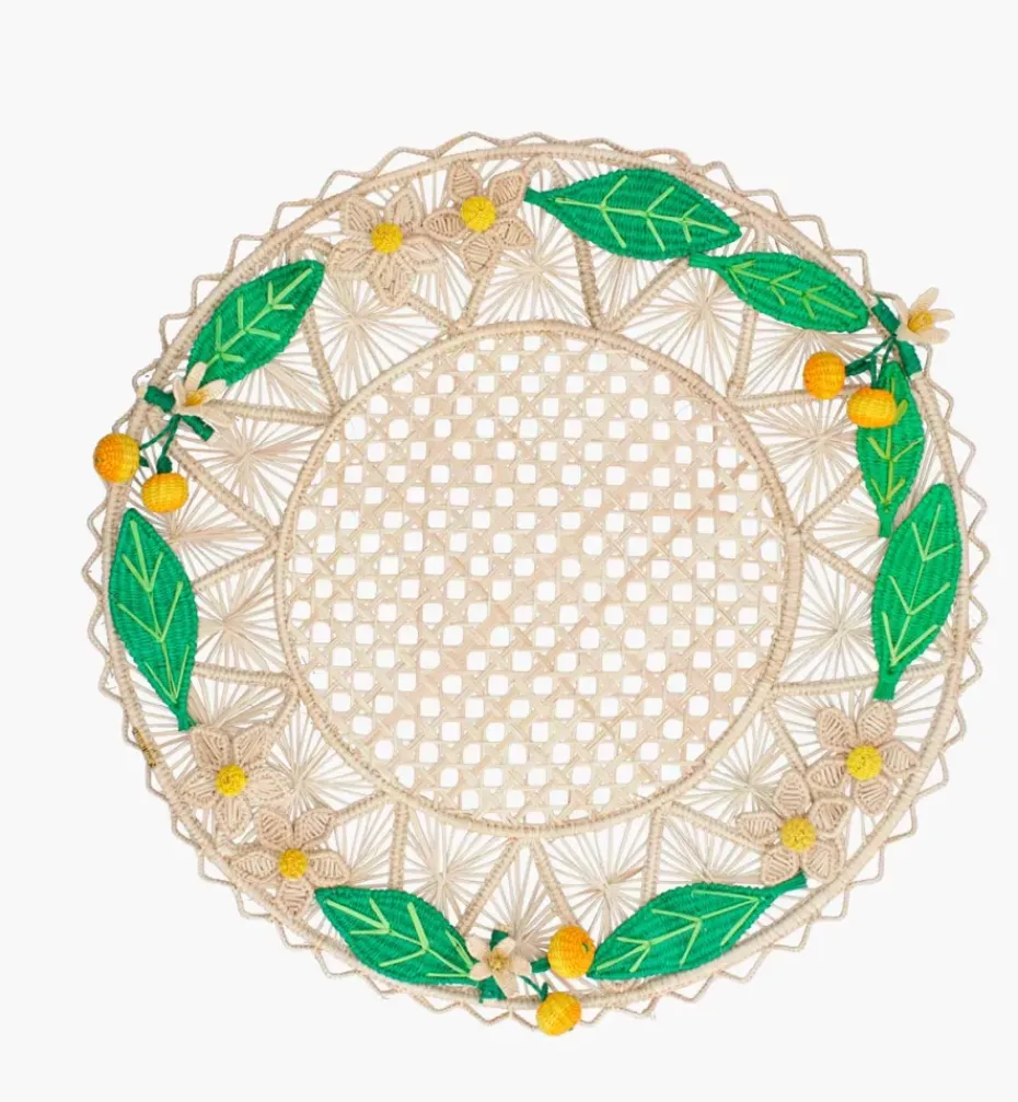 Placemats*Mercedes Salazar Orange Garden Placemat Set of 2