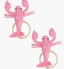 Napkin Rings*Mercedes Salazar Pink Lobster Napkin Ring Set of 2