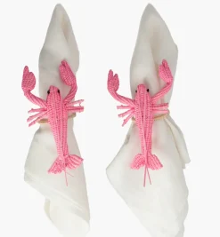 Napkin Rings*Mercedes Salazar Pink Lobster Napkin Ring Set of 2